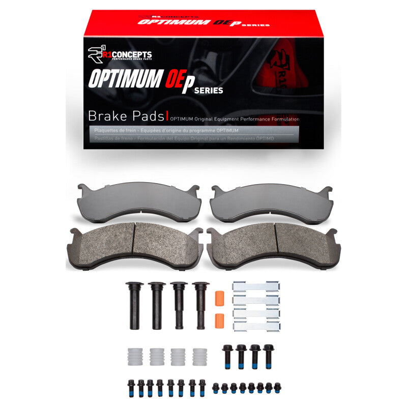R1 Concepts Contessa OE brake pads and hardware kit for Beaver Motorcoach R1 98-25, front and rear brake system components.