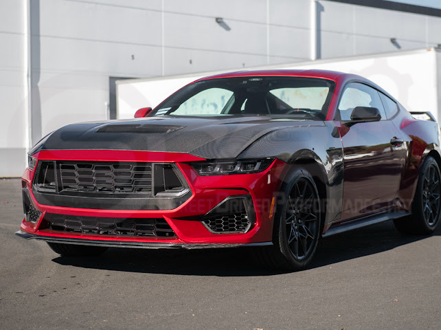 2024-Up Ford Mustang S650 | Factory Style CARBON FIBER Front Hood with Hood Vent (2 versions)