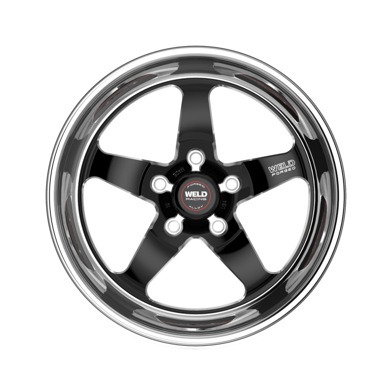 Weld S71 forged wheel with black center and polished shell, 20x10 inch size, 5x127 bolt pattern, 6.4 BS, 3.18 HB, non-BL design