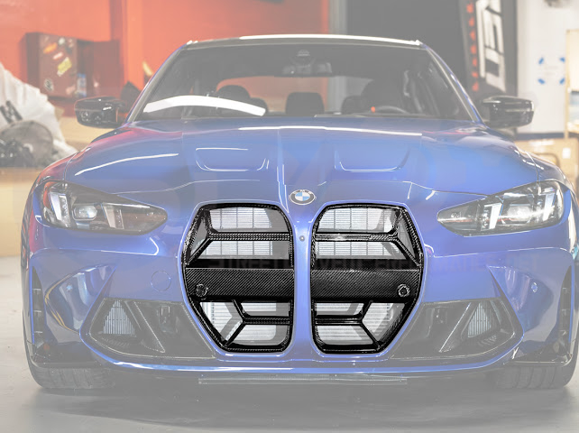 2021-Up BMW G80 M3 & G82 M4 W/ NO ACTIVE CRUISE CONTROL | CSL Style Carbon Fiber Front Kidney Grille Replacement