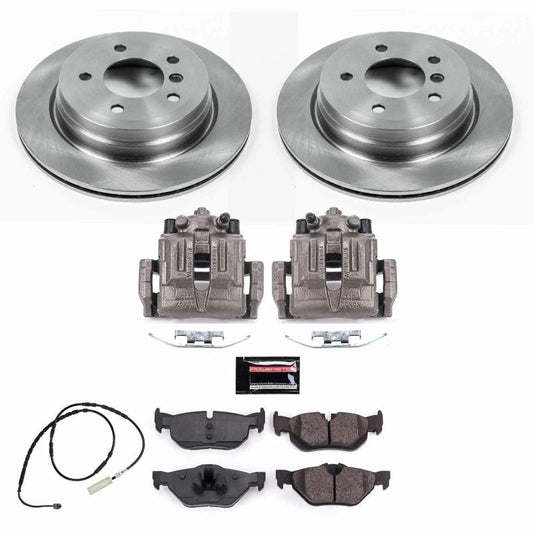 PowerStop rear brake kit with calipers for BMW X1 2013-2015, OE-style brake components in a detailed automotive image.