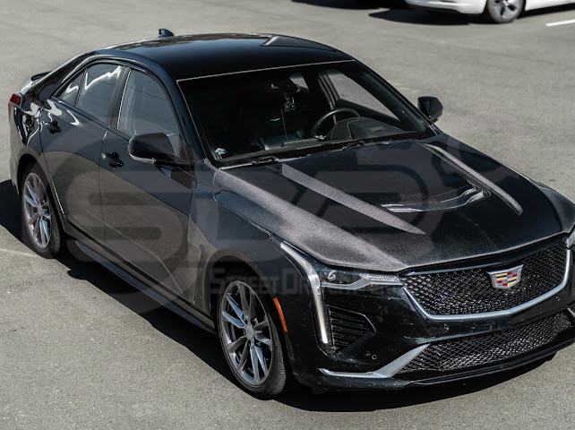 Black wing style carbon fiber vented front hood for 2020+ Cadillac CT4, CT4-V, and CT4-V Black Wing from Street Driven Performance