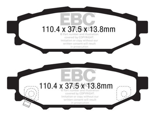 EBC Ultimax2 rear brake pads for Subaru BRZ 2.0 with solid rear rotors, OE brake pads for reliable stopping performance.