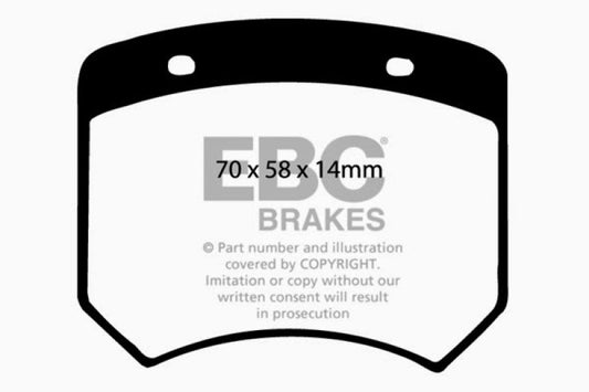 EBC Greenstuff front brake pads for 1970-1973 Rover Mini 1275 with 10-inch wheels, high-performance braking system.