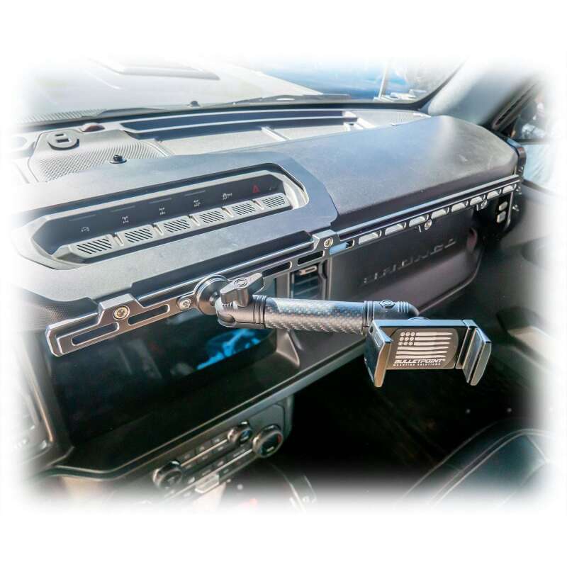 Turn Offroad Ford Bronco dash rail mount with hooks and handles for offroad utility and interior organization.