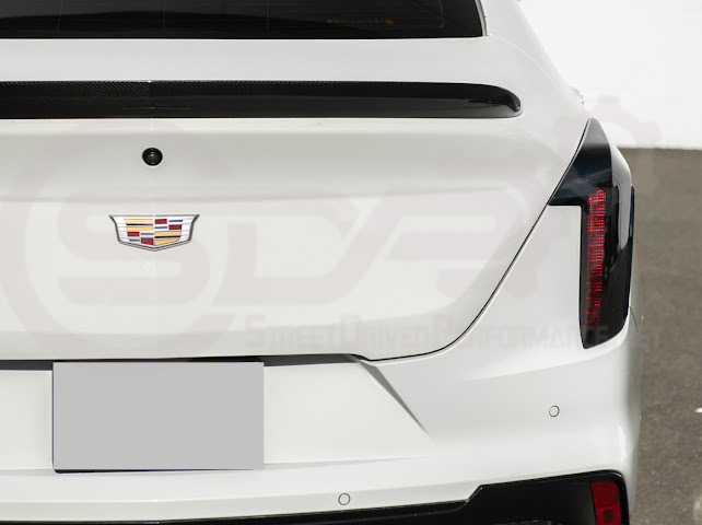 2020-Up Cadillac CT4 | SMOKE TINTED Rear Tail Light Trim Bezel Cover Pair