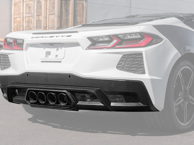 2020-Up Corvette C8 | Z06 Style Rear Center Quad Tips Exhaust Exit Grille Diffuser
