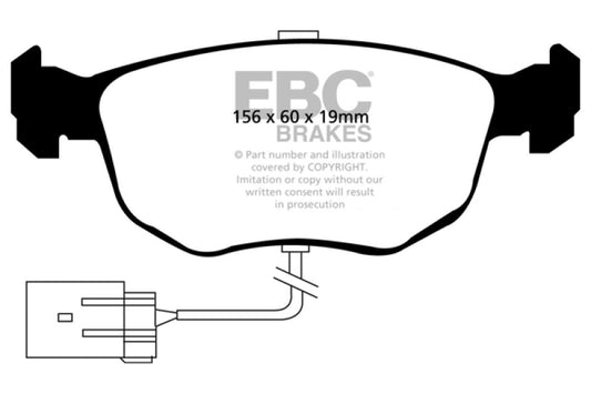 EBC Ultimax2 front brake pads for 98-99 Ford Contour 2.5 SVT, OE style, shown in the image.