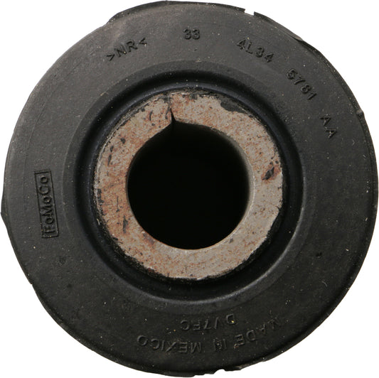 Moog rear forward leaf spring bushing for Ford F-150 2004-2014, showing the rubber bushing component on a spring.