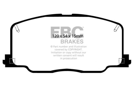 EBC Redstuff front brake pads for Lexus ES250 2.5, high-performance brake pads with red friction material, vehicle braking component