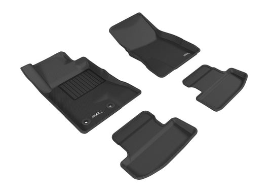 3D MAXpider Ford Mustang Kagu black rubber floor mats with full set and eyelets, designed for 15-26 model year Mustang interior protection