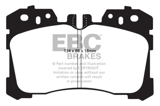 EBC 07+ Lexus LS460 4.6 Redstuff front brake pads for high-performance braking and enhanced stopping power.