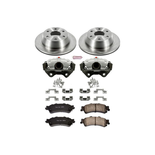 PowerStop rear OE brake kit with calipers for Chevrolet Astro 2003-2005, featuring brake rotors and hardware.