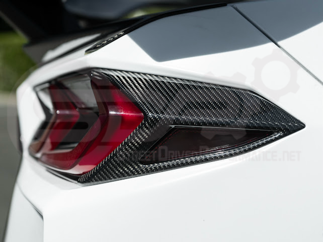 2020-Up Chevrolet Corvette C8 | Dry Carbon Fiber Rear Tail Light Side Trim Bezel Cover Pair