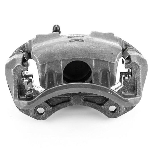 PowerStop OE front right brake caliper with bracket for Nissan Versa 2007-2012, showing the caliper assembly with mounting bracket.