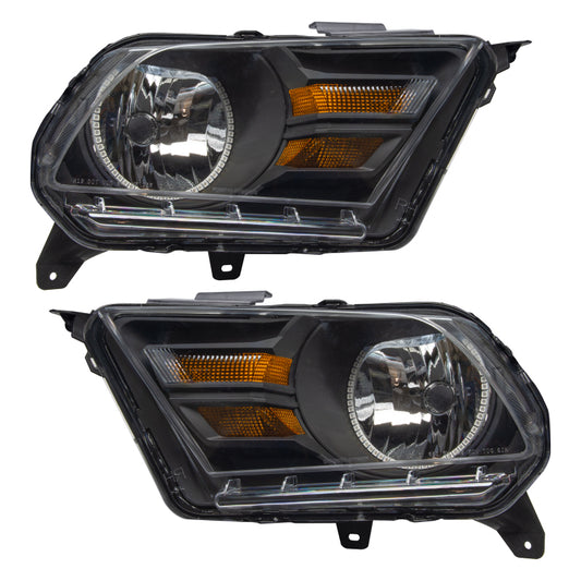Oracle Lighting Ford Mustang HL 10-14 Non-HID Headlights with ColorSHIFT features, showcasing sleek headlight design and vibrant lighting options.