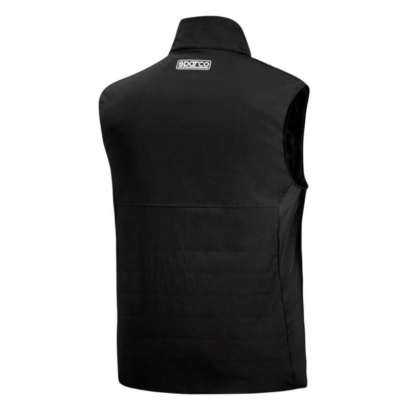 Black Sparco LRG textile jacket featuring a modern design with a high collar and zip closure, ideal for casual wear.