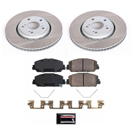 PowerStop performance semi-coated front brake rotor kit for Honda Civic 2017-2020, featuring high-quality brake components.