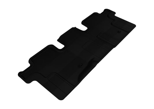 Black 3D MAXpider rubber second-row floor mats for Nissan/Infiniti Pathfinder, QX60, JX models, designed to fit 2013-2020 vehicles.
