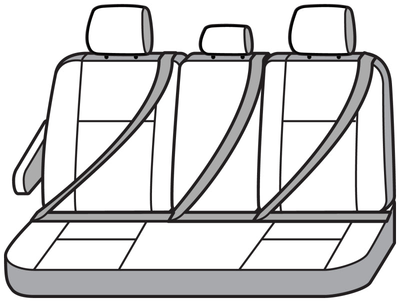 Covercraft waterproof Taupe second row seat covers for Ford Transit 15-26, made of durable Endura fabric.