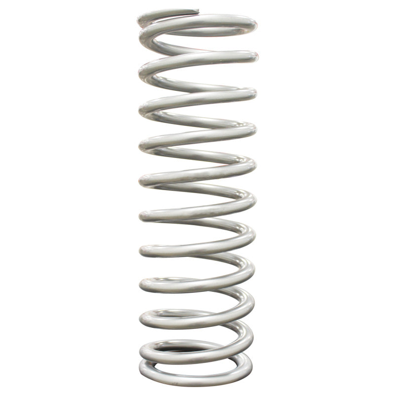 QA1 2-1/2 inch ID high travel coilover spring, 14 inches long, silver powder-coated, rated 80 lbs/in for suspension use