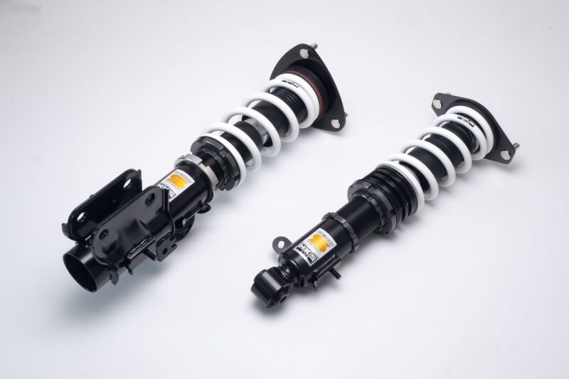 HKS Hipermax S VBH coilover full canceller kit installed on a vehicle, showcasing adjustable suspension components.