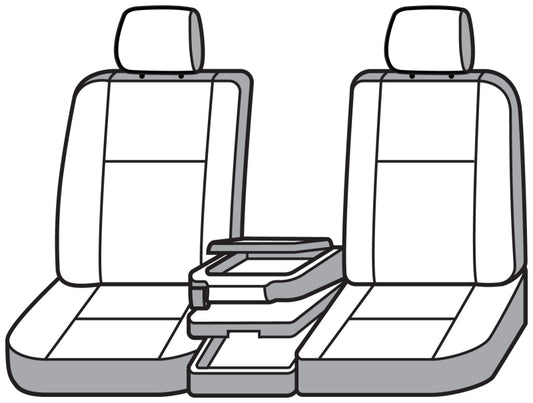 Covercraft Carhartt Super Dux front seat cover for Dodge RAM 1500 2019-2024 in gravel, durable fabric protects front seats.