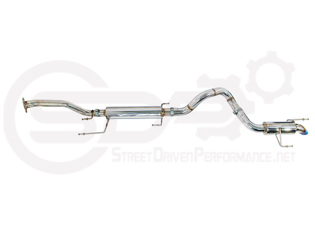 Toyota 4Runner 2025+ cat-back exhaust system by Street Driven Performance with chrome or burnt blue turn down tips, visible stainless steel piping.