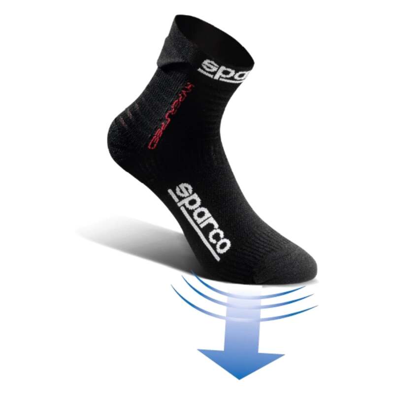 Black and blue Sparco Hyperspeed socks in size 44-45, designed for comfort and style in footwear.