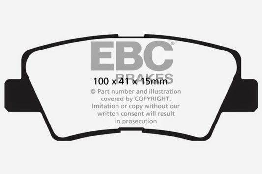 EBC Redstuff rear brake pads for Hyundai Azera 3.3, performance brake pads with red friction material visible