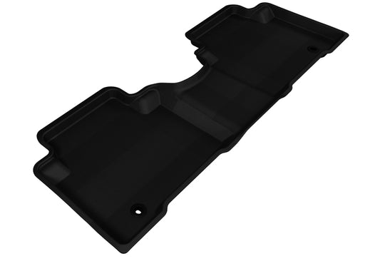 Black 3D MAXpider rubber floor mats for second row of Hyundai Santa Fe 2013-2019, designed for durable protection and fit.