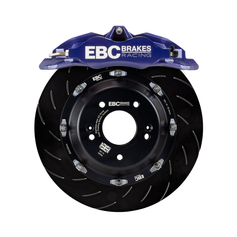 EBC Racing blue Apollo-4 front big brake kit with 355mm rotors for 2011-2018 Ford Focus ST (Mk3) shown in the image.