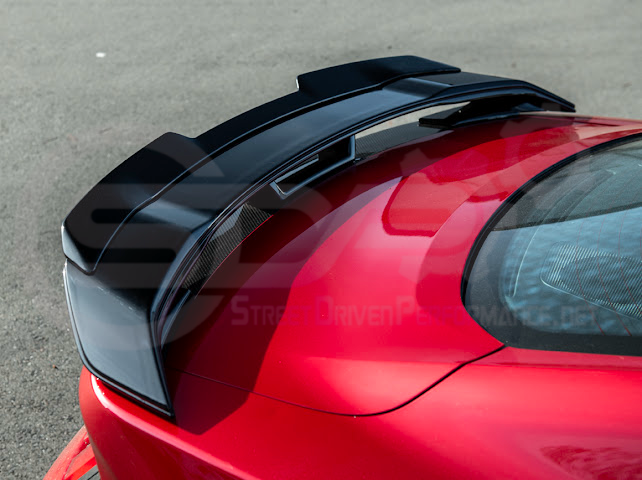 2024-UP FORD MUSTANG | DARKHORSE STYLE GLOSSY BLACK REAR TRUNK LID GURNEY FLAP WICKERBILL WING SPOILER