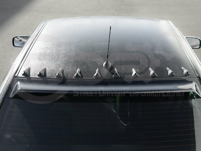 2003-2008 Toyota Corolla | JDM Tape-On Tinted Black Rear Roof Window Visor Guard