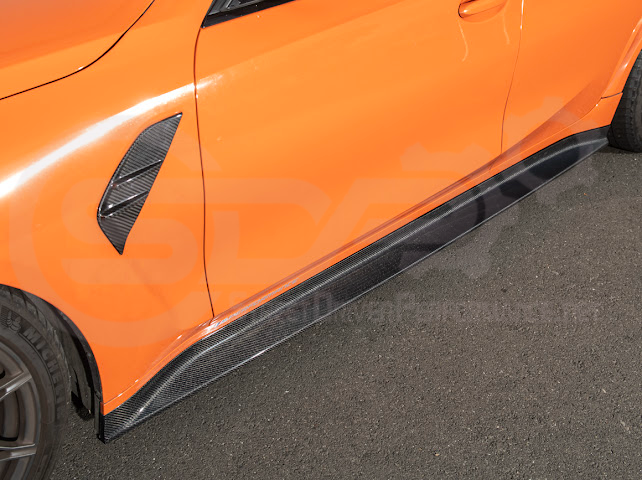 2021-UP BMW G80 M3 SEDAN | 3D STYLE CARBON FIBER ADD-ON SIDE SKIRTS ROCKER PANEL EXTENSION GROUND EFFECTS