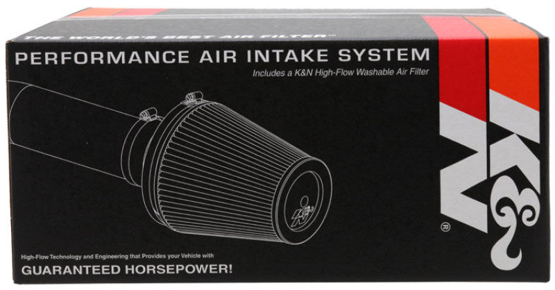 K&N Toyota Tundra cold air intake system for V8 4.7L and 5.7L engines, showing the black air filter and intake tube.