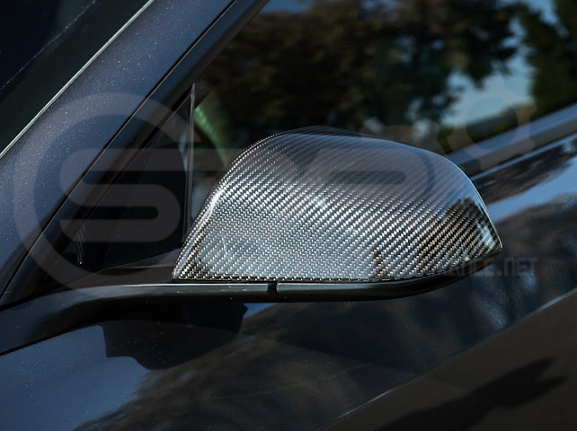 2024-Up Tesla Model 3 | Carbon Fiber Tape On Side Mirror Cap Covers Pair