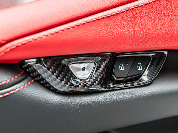 2020+ CHEVROLET CORVETTE C8 CARBON FIBER SIDE DOOR INTERIOR CONTROL BUTTON TRIM COVER