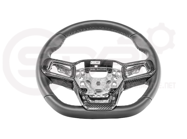 2024-Up Ford Mustang | Factory Style CARBON FIBER Tape On Steering Wheel Trim Full Cover