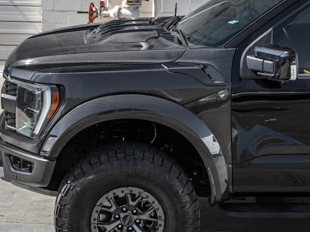 2021-UP F-150 RAPTOR | FACTORY STYLE CARBON FIBER SIDE FENDER FLARES REPLACEMENT (FRONT AND / OR REAR)