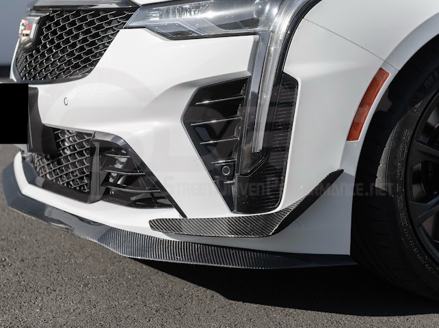 2020-UP CADILLAC CT4-V BLACKWING | CARBON FIBER FRONT LIP SPLITTER WITH CANARDS GROUND EFFECTS