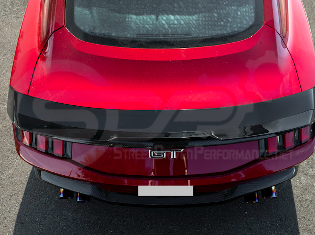2024-UP FORD MUSTANG | DARKHORSE STYLE GLOSSY BLACK REAR TRUNK LID GURNEY FLAP WICKERBILL WING SPOILER