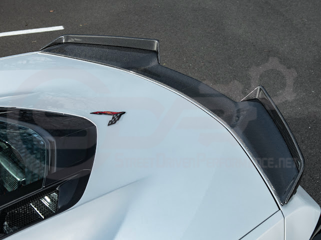 2023-Up CORVETTE C8 Z06 / E-RAY / ZR1 | CARBON FIBER 1.5 INCH EXTENDED REAR SPOILER WING WICKER BILL WINGLETS PAIR