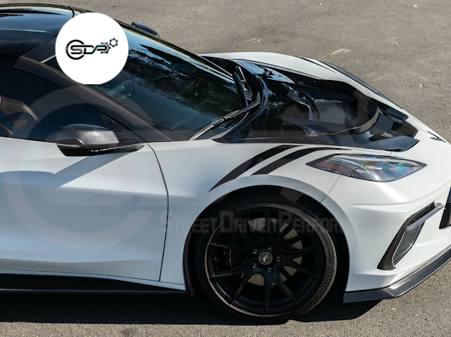2020-PRESENT CHEVROLET CORVETTE C8 | ZR1 REPLICA STYLE CARBON FLASH FRONT VENTED HOOD
