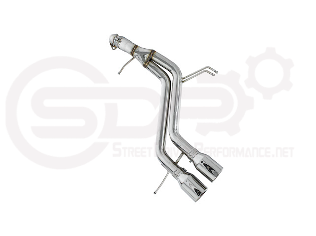 Hyundai Veloster Turbo 2013-2018 axle back exhaust with dual 4-inch muffler delete tips, available in burnt or chrome finish.