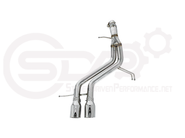 Hyundai Veloster Turbo exhaust axle back with dual 4-inch burnt tips or chrome finish, aftermarket muffler delete by Street Driven Performance.