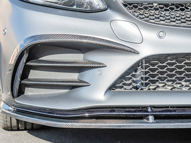 2019-Up C205 W205 Mercedes C-Class AMG Factory Style Carbon Fiber Front Air Vent Cover Pair