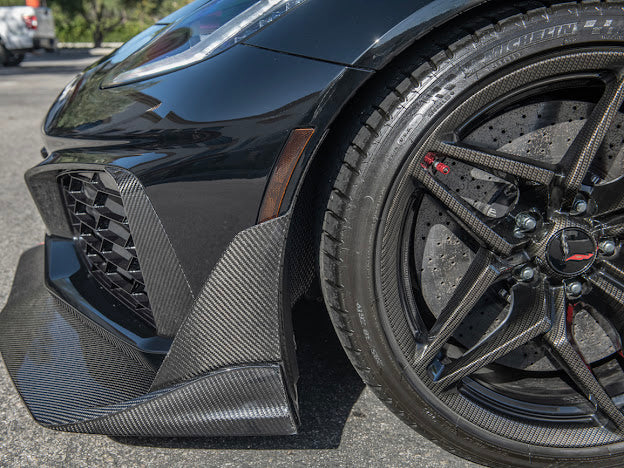 2019 CHEVROLET CORVETTE C7 ZR1 CARBON FIBER FRONT BUMPER VENT BROWS INSERTS (PAIR)