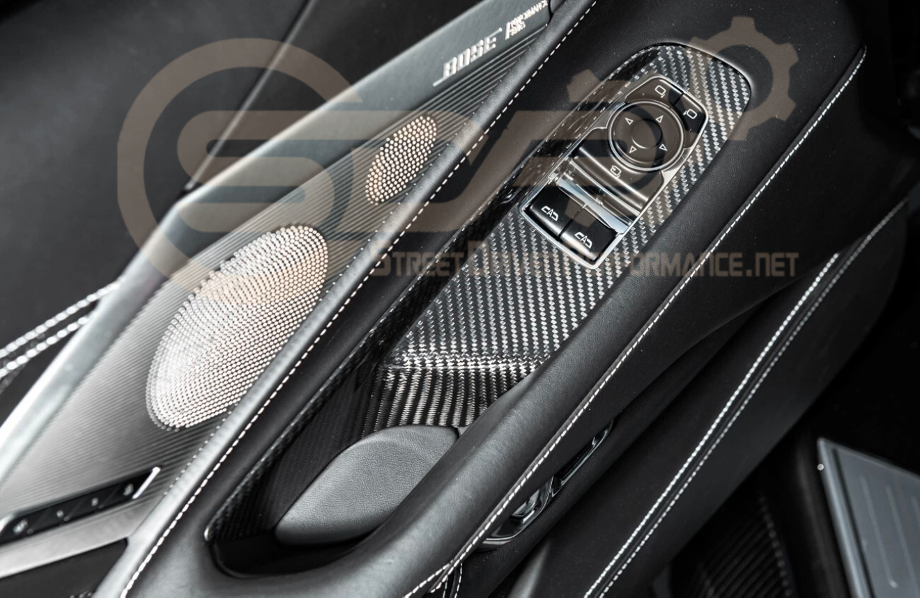2020-Up Corvette C8 Coupe | CARBON FIBER Door Window Switch Control Panel Cover