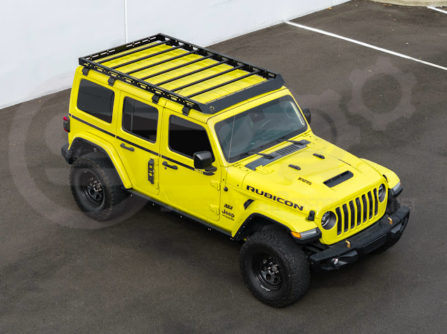 2018-UP JEEP WRANGLER JL & 2020-PRESENT JEEP GLADIATOR JT | CARBON STEEL BLACK TOP ROOF CARGO RACK (FULL & HALF LENGTH)